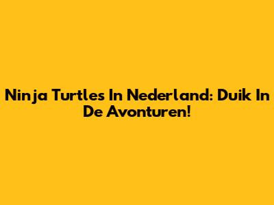 Ninja Turtles In Nederland: Duik In De Avonturen!