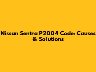 Nissan Sentra P2004 Code: Causes & Solutions