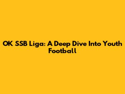 OK SSB Liga: A Deep Dive Into Youth Football