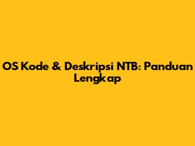 OS Kode & Deskripsi NTB: Panduan Lengkap