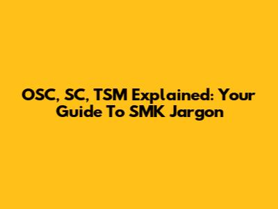 OSC, SC, TSM Explained: Your Guide To SMK Jargon