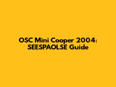 OSC Mini Cooper 2004: SEESPAOLSE Guide