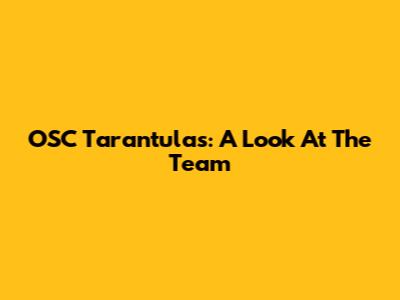 OSC Tarantulas: A Look At The Team