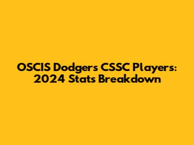 OSCIS Dodgers CSSC Players: 2024 Stats Breakdown