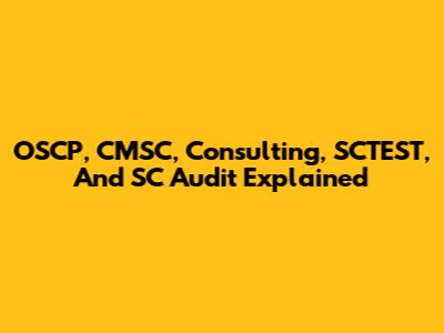 OSCP, CMSC, Consulting, SCTEST, And SC Audit Explained