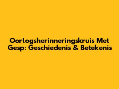 Oorlogsherinneringskruis Met Gesp: Geschiedenis & Betekenis