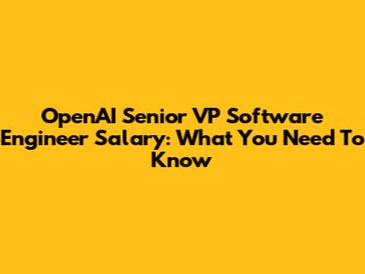OpenAI Senior VP Software Engineer Salary: What You Need To Know