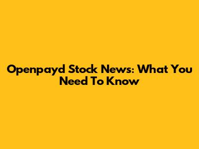 Openpayd Stock News: What You Need To Know