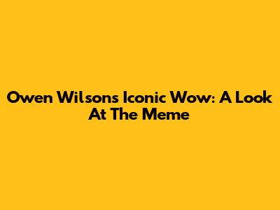 Owen Wilson's Iconic 'Wow': A Look At The Meme