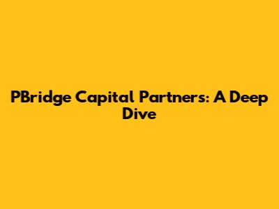 PBridge Capital Partners: A Deep Dive