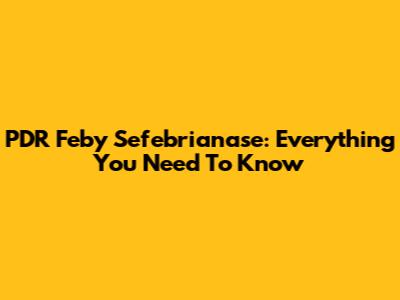 PDR Feby Sefebrianase: Everything You Need To Know
