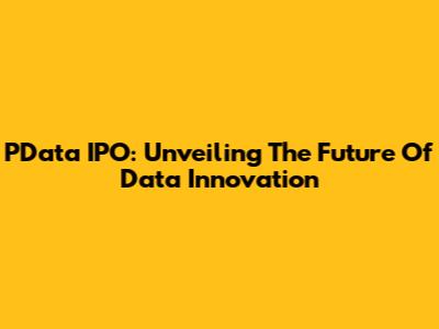 PData IPO: Unveiling The Future Of Data Innovation
