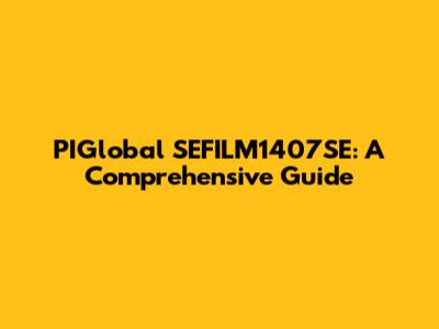 PIGlobal SEFILM1407SE: A Comprehensive Guide