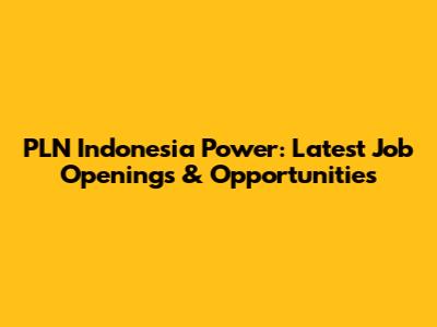 PLN Indonesia Power: Latest Job Openings & Opportunities