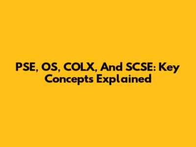 PSE, OS, COLX, And SCSE: Key Concepts Explained