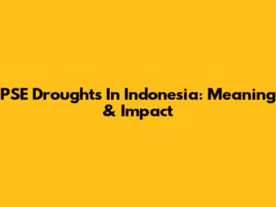 PSE Droughts In Indonesia: Meaning & Impact