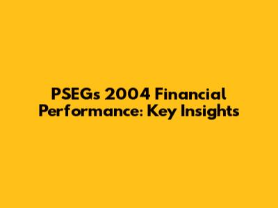 PSEG's 2004 Financial Performance: Key Insights