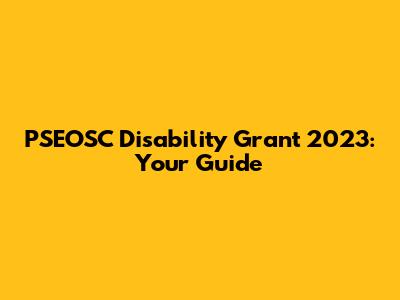 PSEOSC Disability Grant 2023: Your Guide