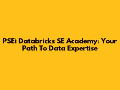 PSEi Databricks SE Academy: Your Path To Data Expertise