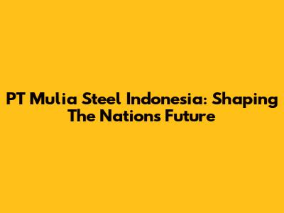 PT Mulia Steel Indonesia: Shaping The Nation's Future