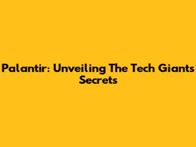 Palantir: Unveiling The Tech Giant's Secrets