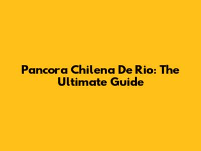 Pancora Chilena De Rio: The Ultimate Guide