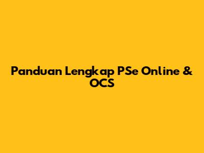 Panduan Lengkap PSe Online & OCS