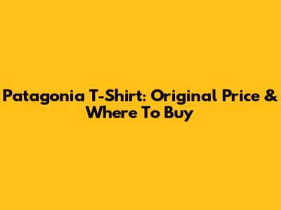 Patagonia T-Shirt: Original Price & Where To Buy