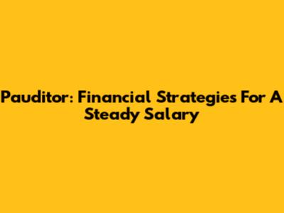 Pauditor: Financial Strategies For A Steady Salary