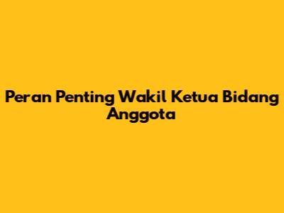 Peran Penting Wakil Ketua Bidang Anggota