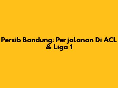Persib Bandung: Perjalanan Di ACL & Liga 1