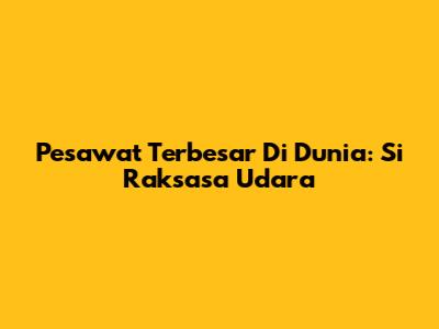 Pesawat Terbesar Di Dunia: Si Raksasa Udara