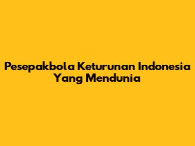 Pesepakbola Keturunan Indonesia Yang Mendunia