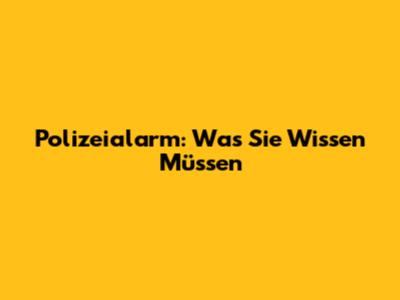 Polizeialarm: Was Sie Wissen Müssen