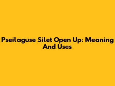 Pseilaguse Silet Open Up: Meaning And Uses