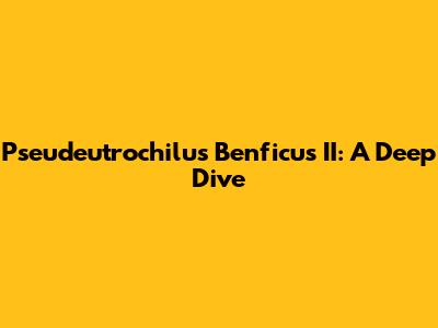 Pseudeutrochilus Benficus II: A Deep Dive