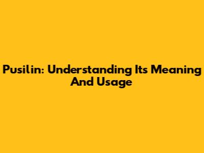 Pusilin: Understanding Its Meaning And Usage
