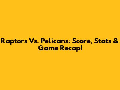 Raptors Vs. Pelicans: Score, Stats & Game Recap!