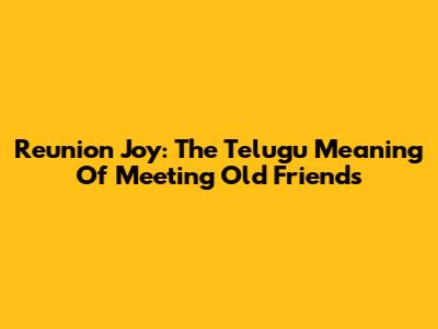 Reunion Joy: The Telugu Meaning Of Meeting Old Friends