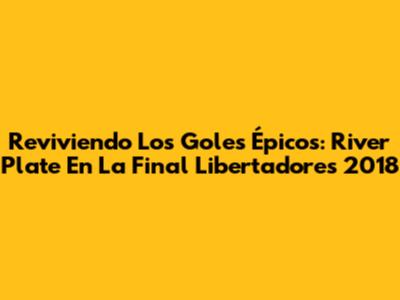 Reviviendo Los Goles Épicos: River Plate En La Final Libertadores 2018