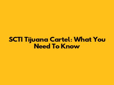 SCTI Tijuana Cartel: What You Need To Know