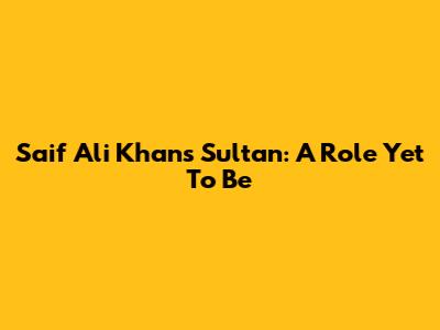 Saif Ali Khan's Sultan: A Role Yet To Be