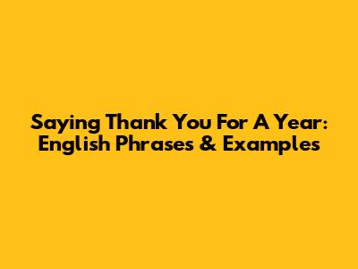Saying Thank You For A Year: English Phrases & Examples