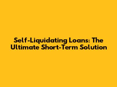 Self-Liquidating Loans: The Ultimate Short-Term Solution