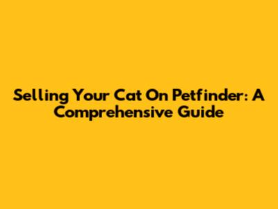 Selling Your Cat On Petfinder: A Comprehensive Guide