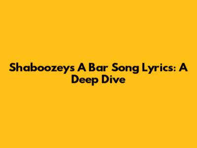 Shaboozey's "A Bar Song" Lyrics: A Deep Dive