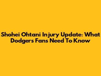 Shohei Ohtani Injury Update: What Dodgers Fans Need To Know