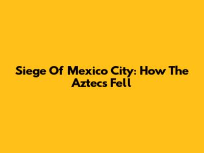 Siege Of Mexico City: How The Aztecs Fell
