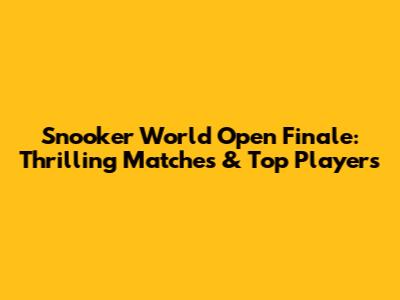 Snooker World Open Finale: Thrilling Matches & Top Players