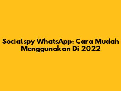 Socialspy WhatsApp: Cara Mudah Menggunakan Di 2022